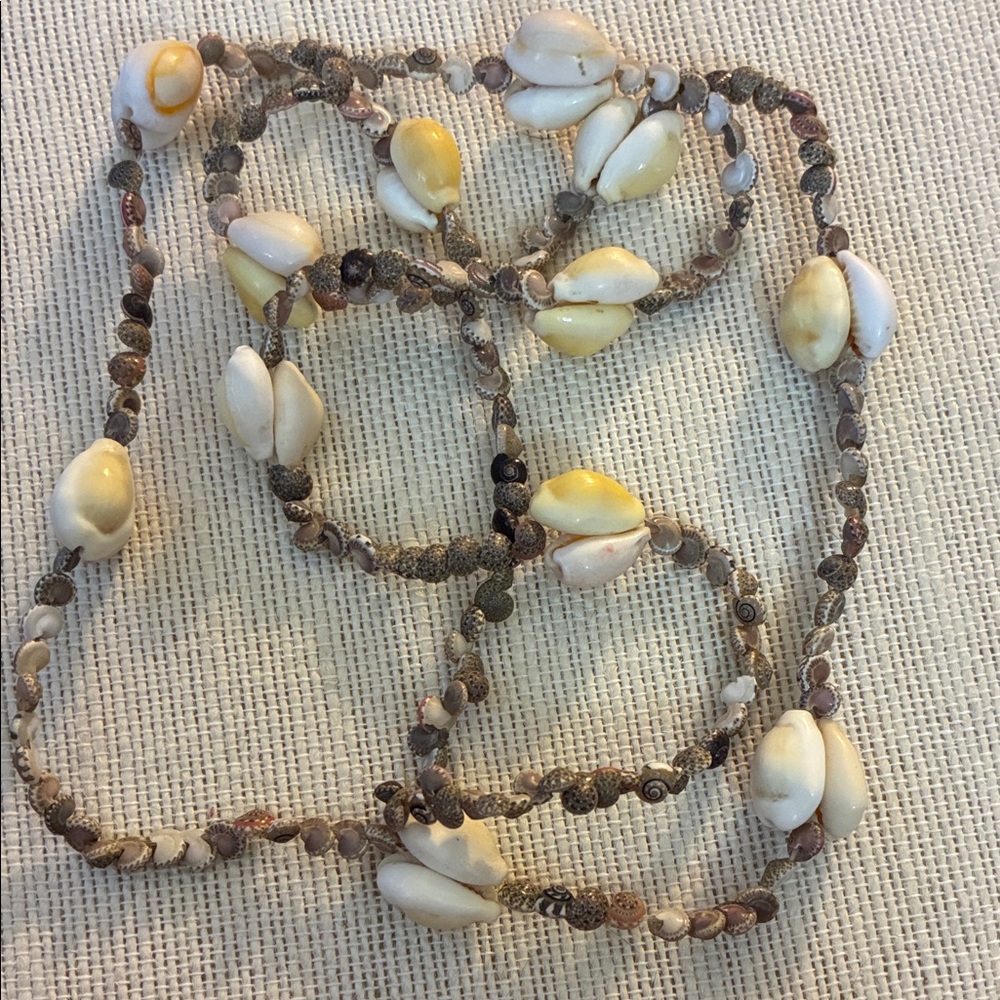 Vintage 36” Shell Necklace with Natural Tones